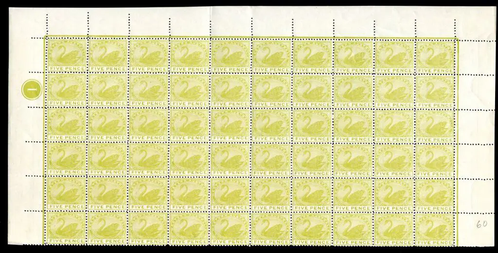 1912 5d pale greenish yellow, Crown over double ... Image 1++