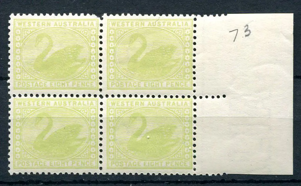 1912 8d apple-green, right large selvedge block of ... Image 1++