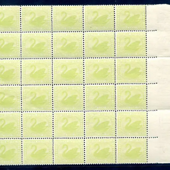 1912 8d apple-green left hand selvedge block of 30 ...