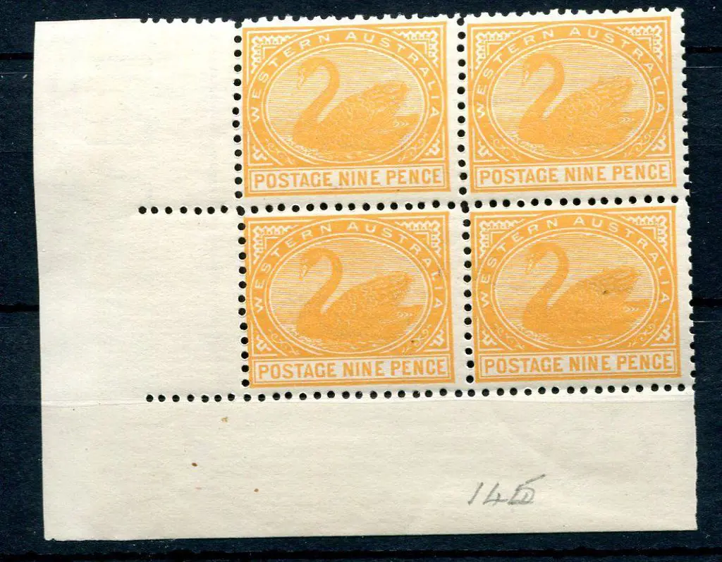 1906 9d orange in MUH lower left hand selvedge ... Image 1++