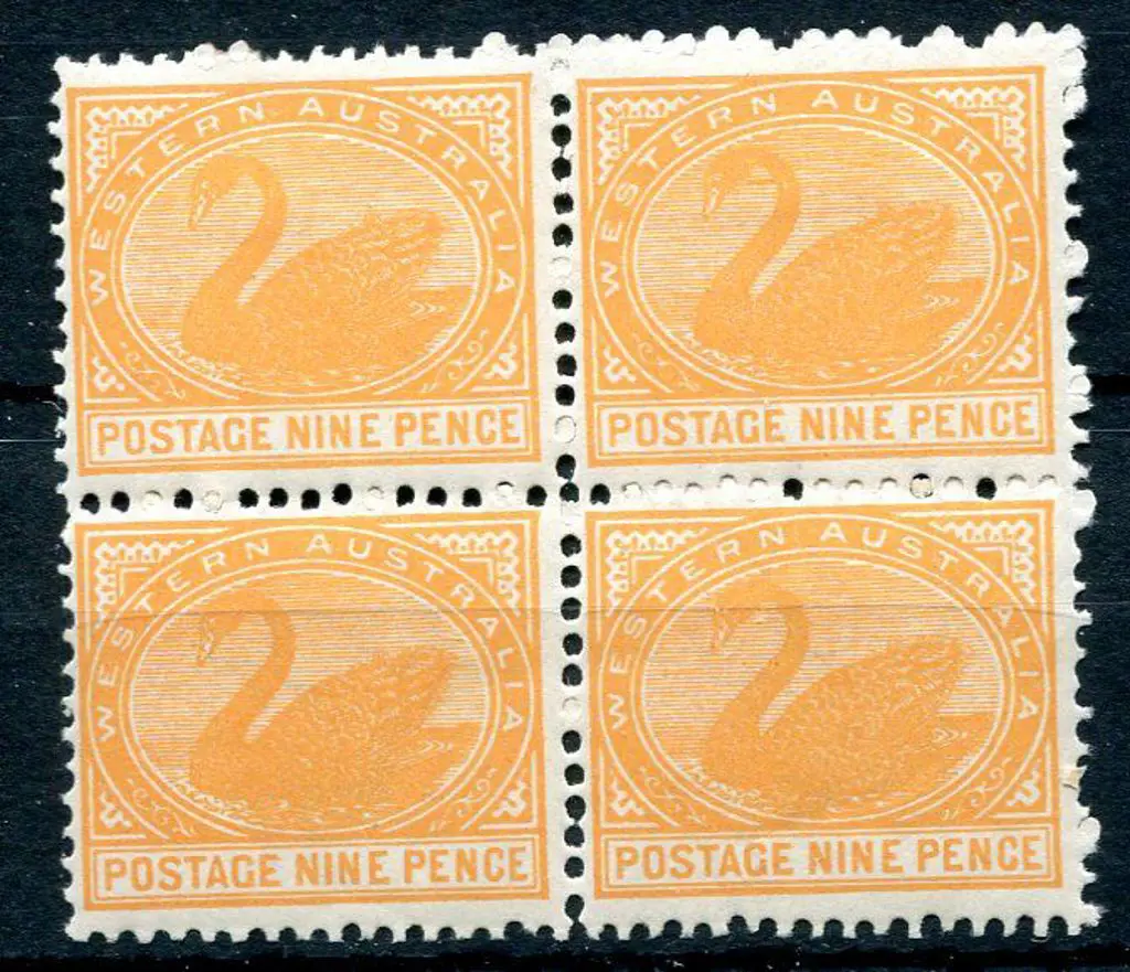 1910 9d red-orange block of 4. MUH/MLH. SG 145a, ... Image 1++