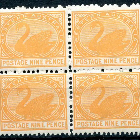 1910 9d red-orange block of 4. MUH/MLH. SG 145a, ...