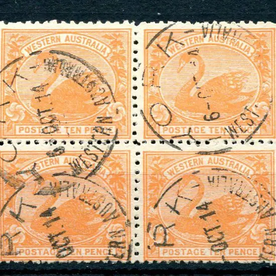 1910 10d rose-orange block of 4. Fine used with ...