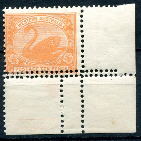 1910 10d rose-orange single in bottom right ...