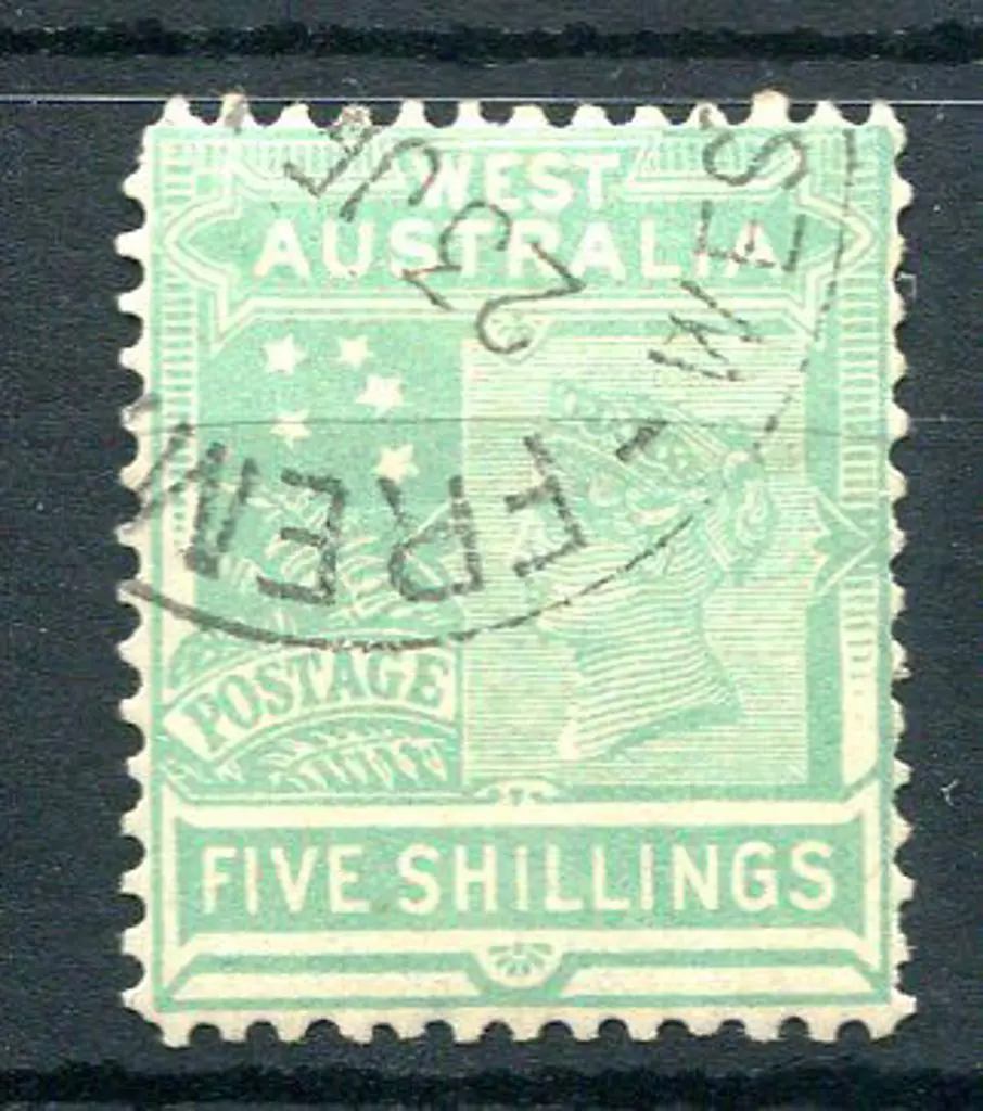 1907 5/- emerald-green, Die I. CTO with part ... Image 1++