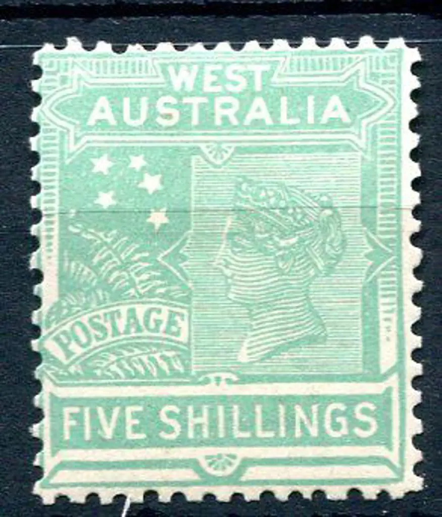 1907 5/- emerald-green with upright wmk. MLH, top ... Image 1++