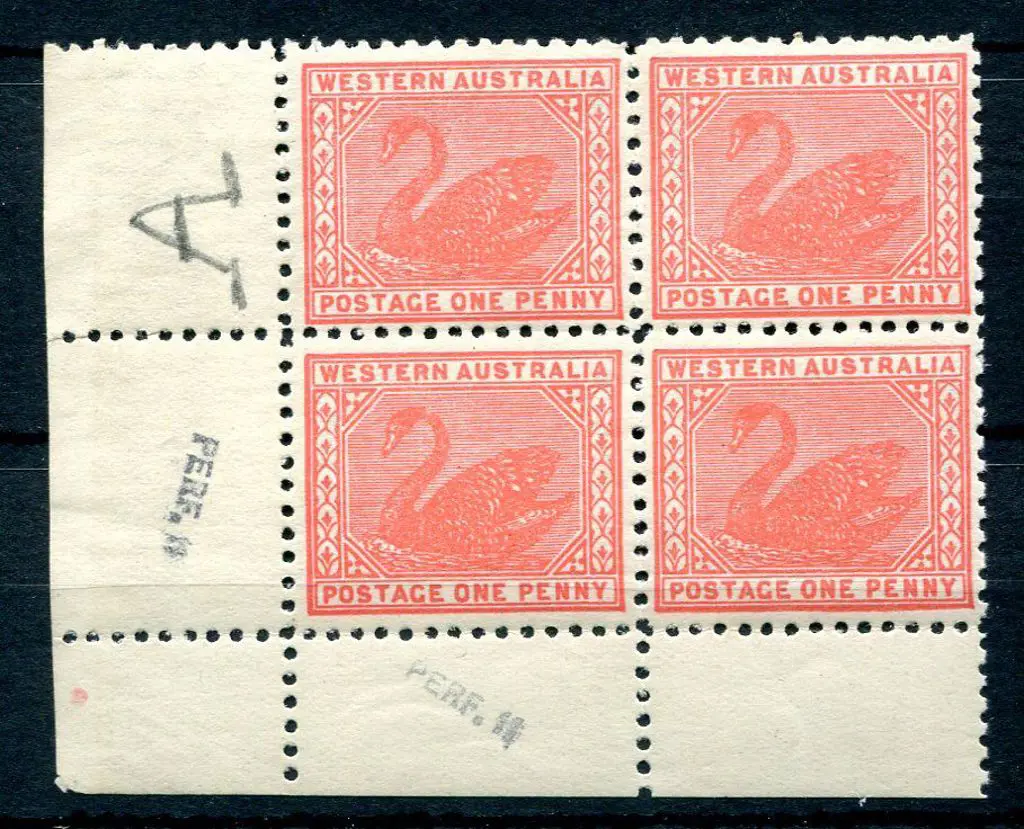 1908 1d rose-pink in lower left corner block of 4. ... Image 1++