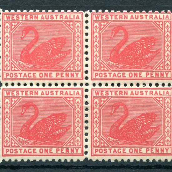 1906 1d carmine-red block of 4 with upright wmk. ...