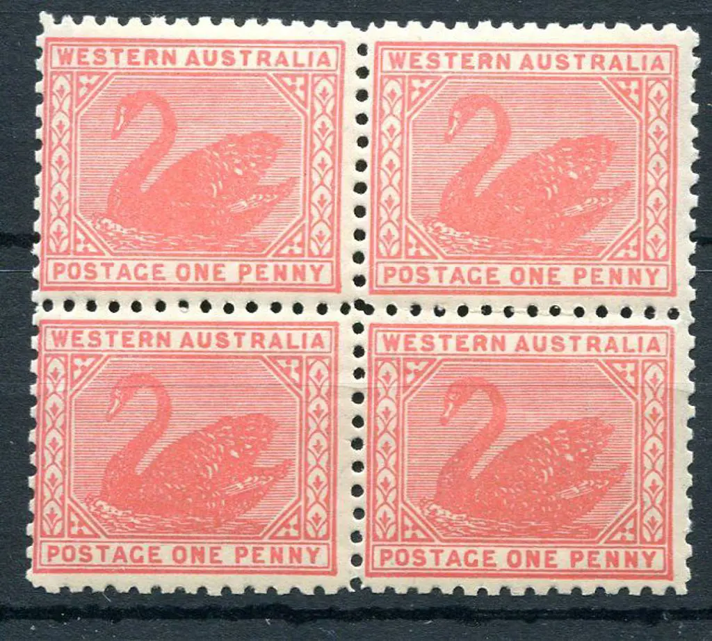 1906 1d carmine-red block of 4 with upright wmk. ... Image 1++
