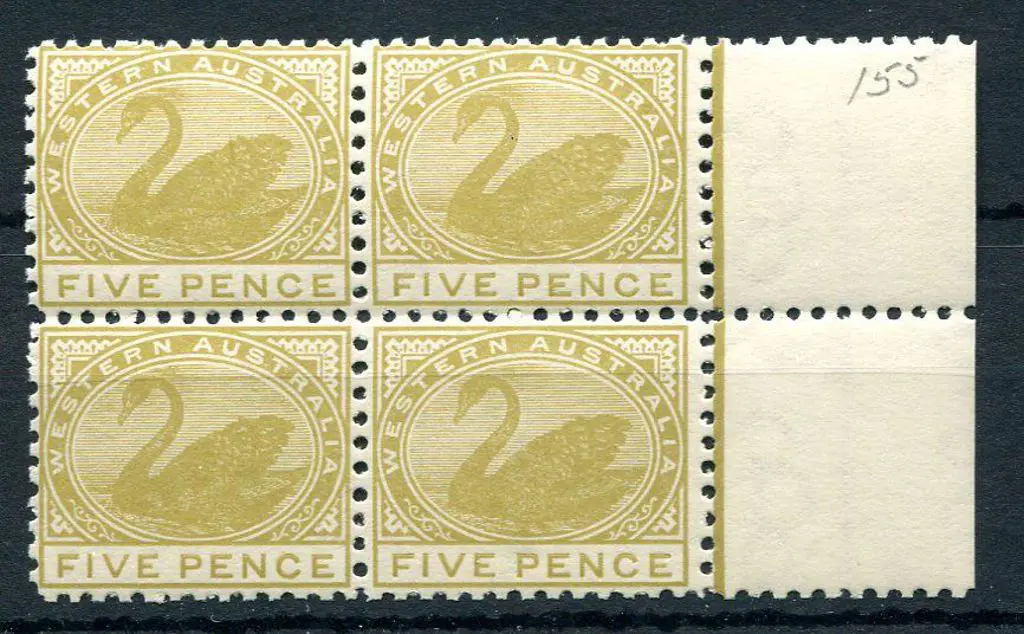 1905 5d pale olive-bistre block of 4. MUH with ... Image 1++