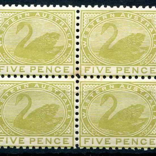 1905 5d olive-green block of 4. MUH, some light ...