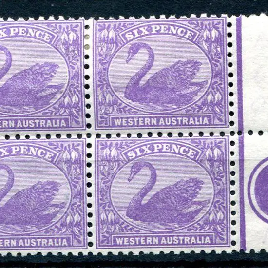 1912 6d bright violet in Plate 1 marginal block of ...