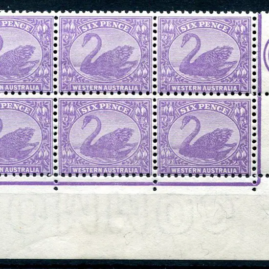 1912 6d bright violet lower right, Plate 1 corner ...