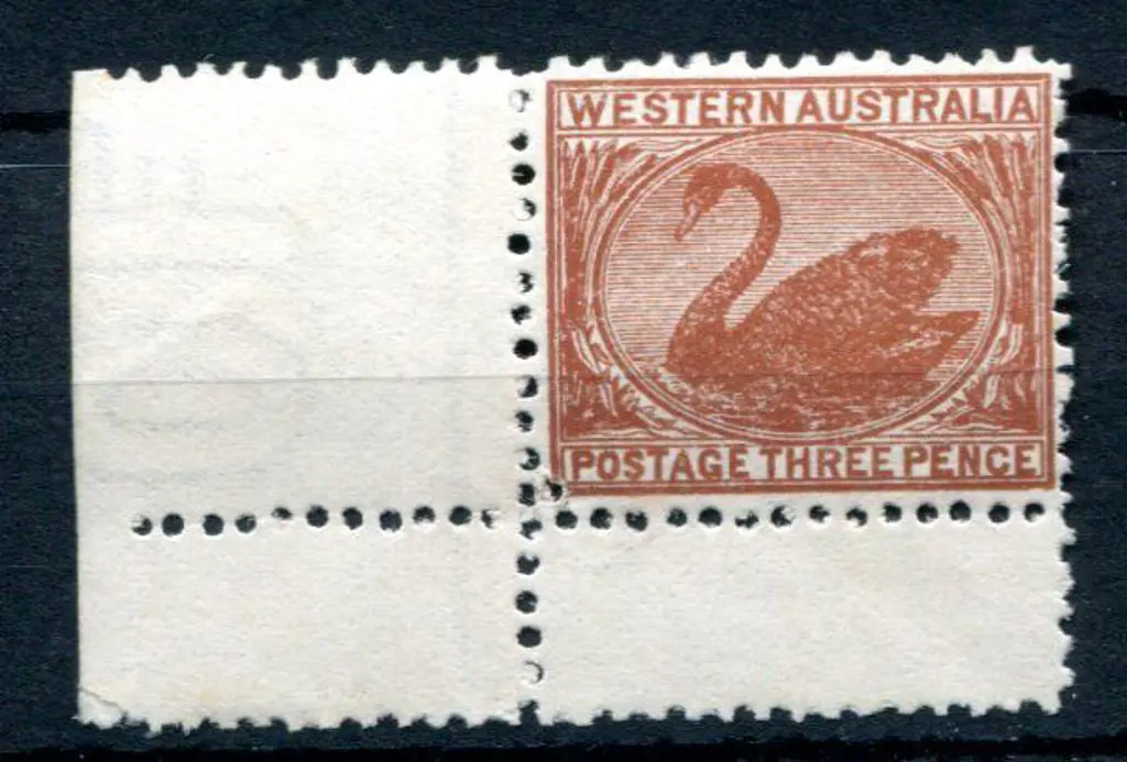 1912 3d brown with selvedge on thin ready gummed ... Image 1++