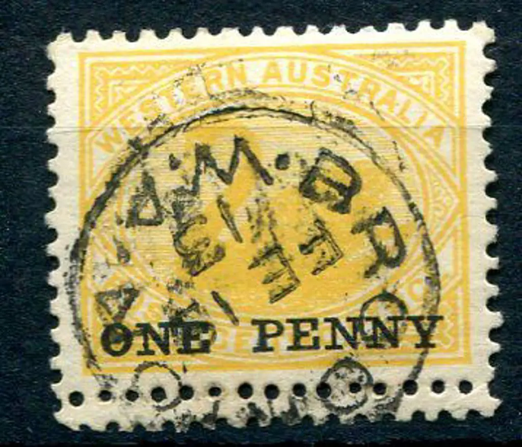 1912 "ONE PENNY" on 3d yellow with double perfs at ... Image 1++