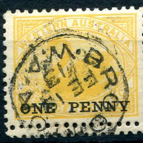 1912 "ONE PENNY" on 3d yellow with double perfs at ...