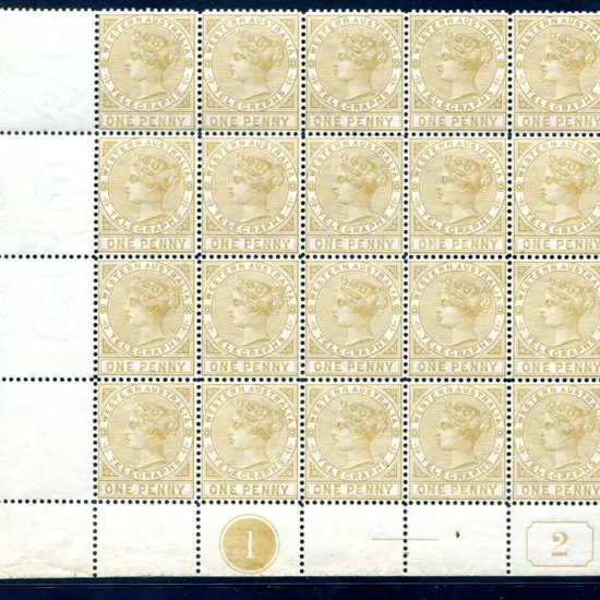 1879 1d bistre, perf. 14 in lower left corner ...