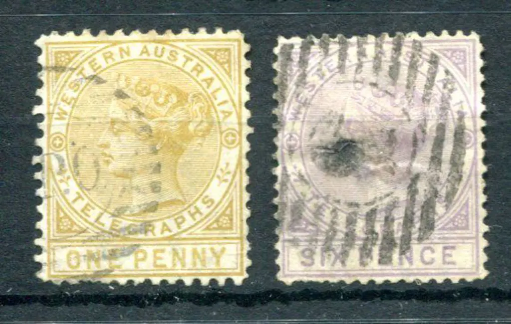 1879 1d bistre & 6d lilac Telegraph pair. 1d F/U ... Image 1++