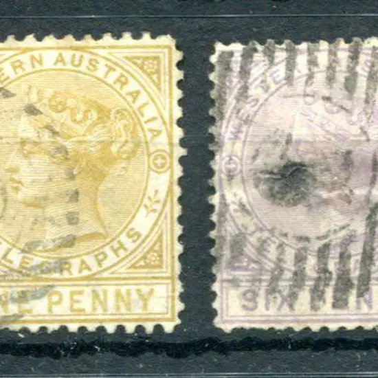 1879 1d bistre & 6d lilac Telegraph pair. 1d F/U ...