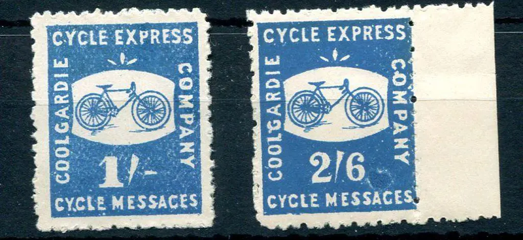 1893 1/- & 2/6d Coolgardie Cycle Express. Unused ... Image 1++