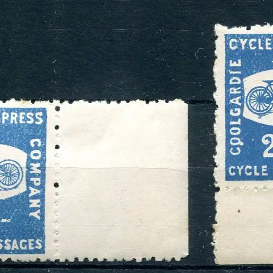 1893 1/- & 2/6d Coolgardie Cycle Express marginal ...