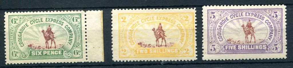 1896 6d, 2/- & 5/- Coolgardie Cycle Express camel ... Image 1++