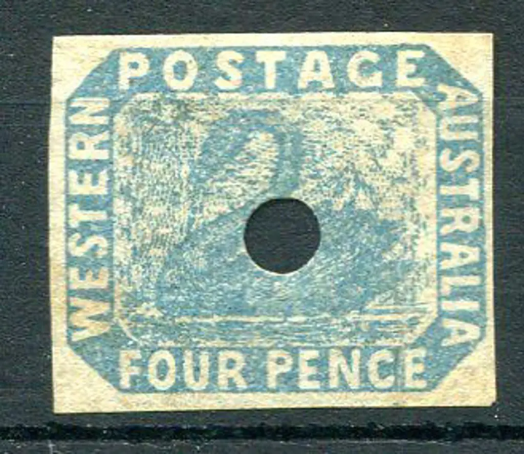 1854 4d blue with 4mm puncture. Imperforate with ... Image 1++