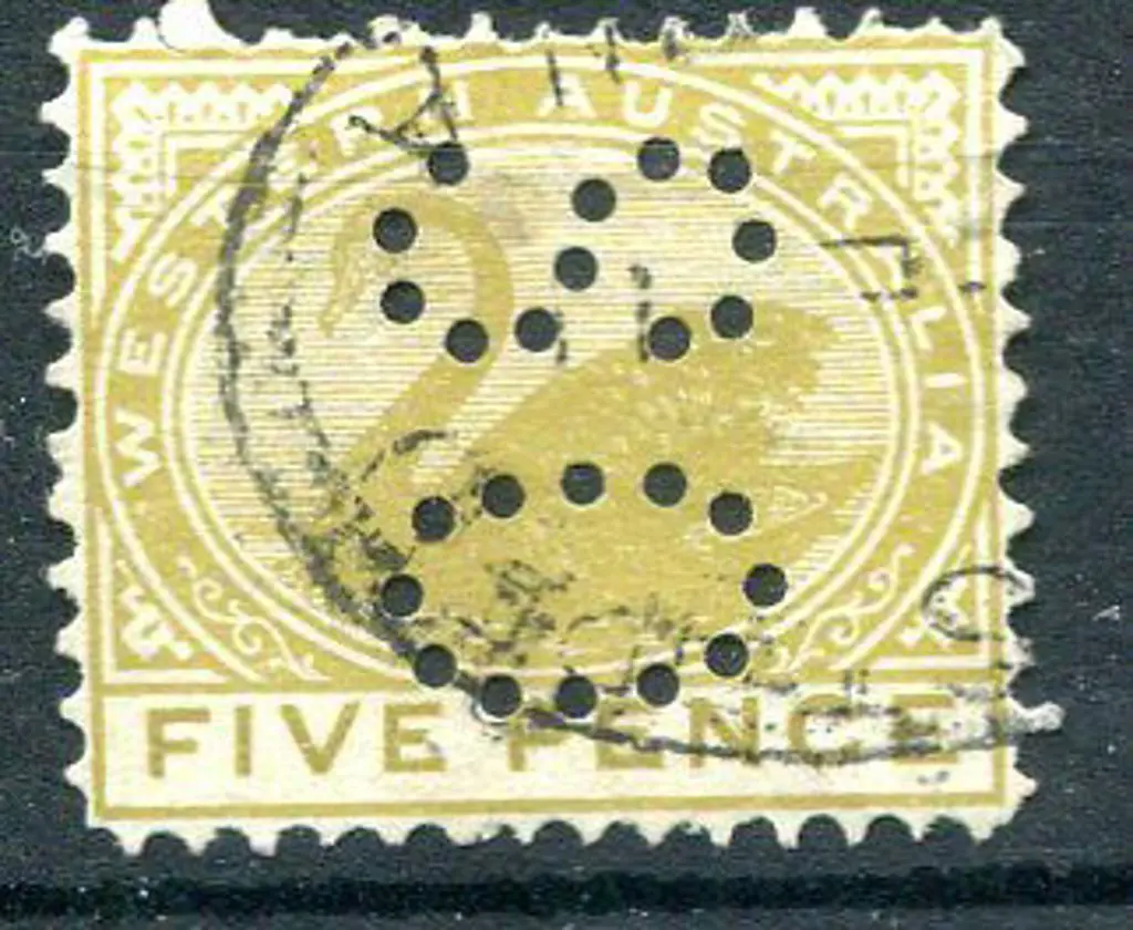 1905 5d bistre perfined "OS". Fine used as above ... Image 1++