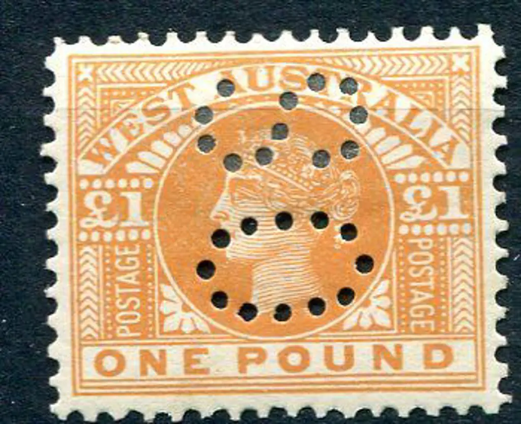 1909 £1 orange perfined "OS". MLH & well centered. ... Image 1++