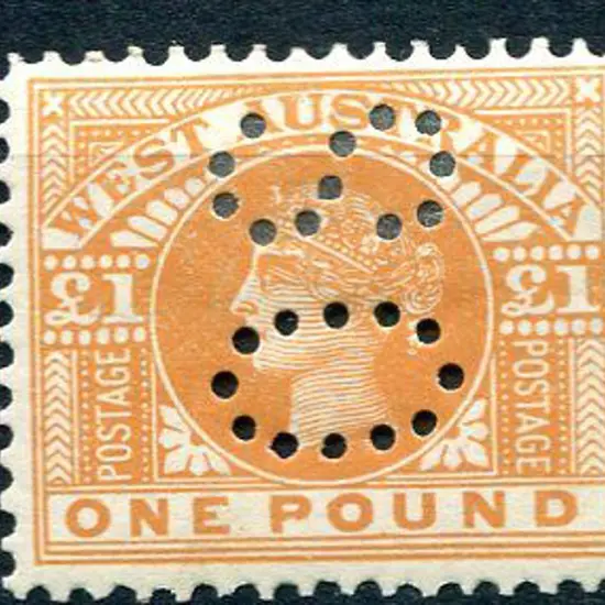 1909 £1 orange perfined "OS". MLH & well centered. ...