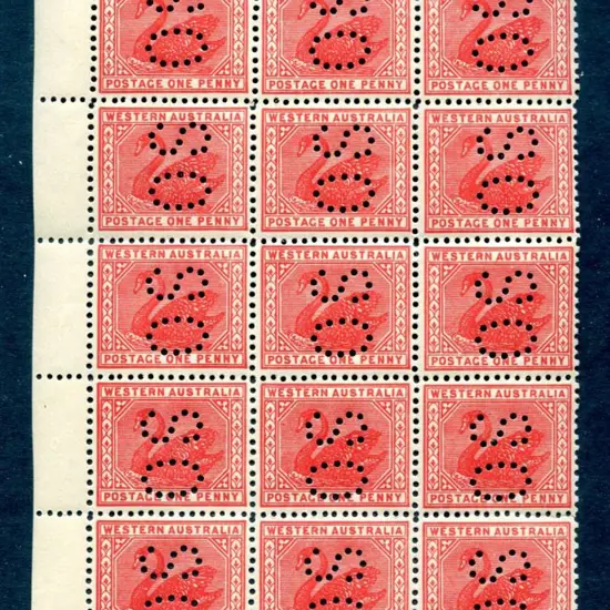 1905 1d rose-red with upright wmk perfined "OS" ...