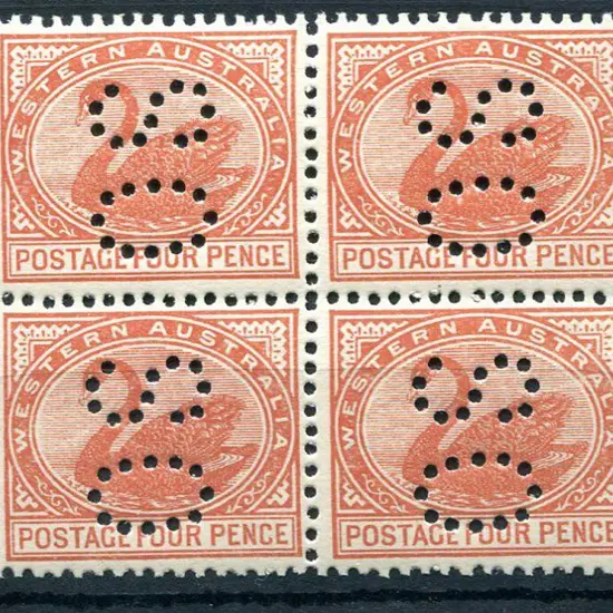 1910 4d bright brown-red perfined "OS". Fine MUH ...