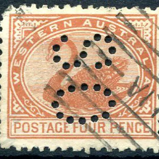 1905 4d yellow-brown, perf. 11, perfined "OS". ...