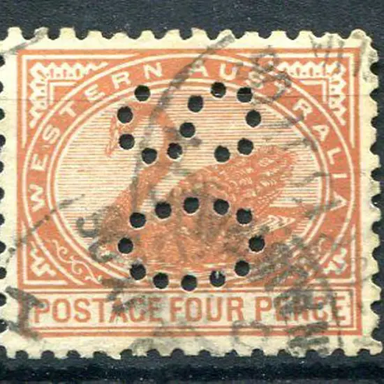 1905 4d yellow-brown, perf. 11, perfined "OS". ...