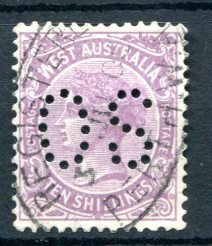 1902/11 10/- deep mauve perfined "OS", V & Crown ... Image 1++