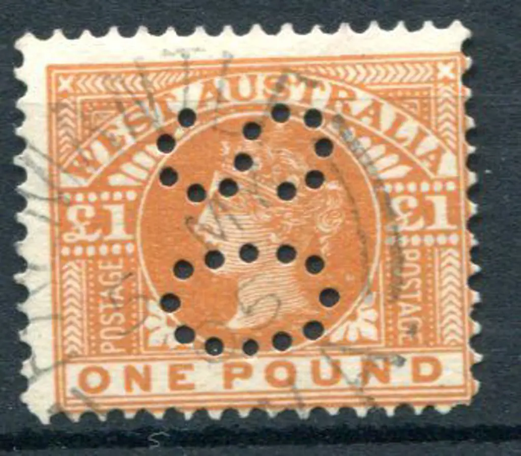 1902 £1 orange-brown perfined "OS". Centered low ... Image 1++