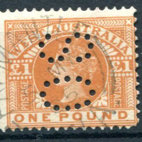 1902 £1 orange-brown perfined "OS". Centered low ...