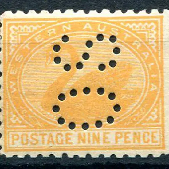 1905 9d orange, perf. 11, perfined "OS". Fresh ...