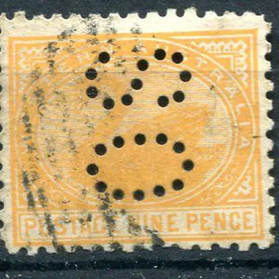 1905 9d orange, perf. 11 perfined "OS". Lightly ...