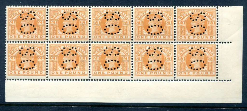 1909 £1 orange. MUH lower right bottom selvedge ... Image 1++