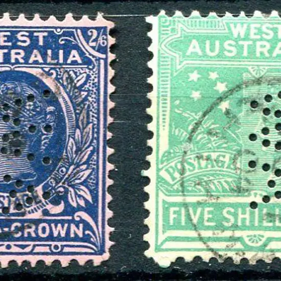 1902 2/6d deep blue/rose & 5/- emerald-green both ...