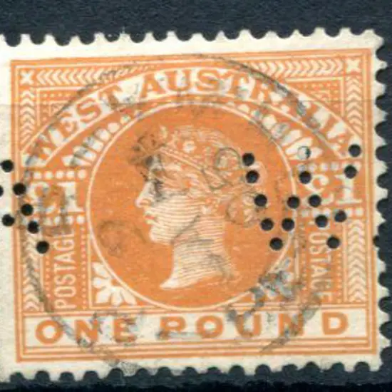 1902 £1 orange-brown perfined "WA". Fine used with ...