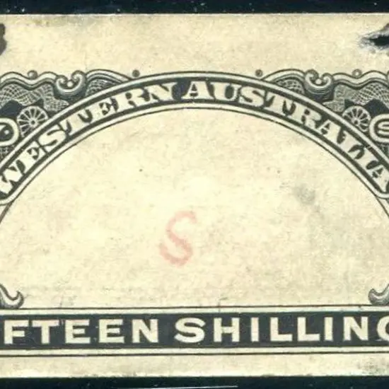 15/- "FIFTEEN SHILLINGS" Die proof in black.