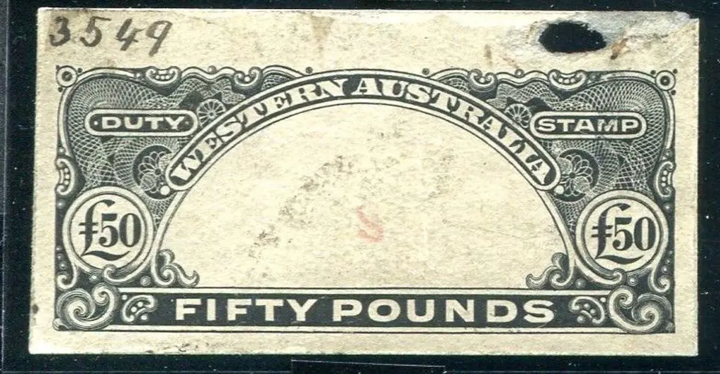 £50 "FIFTY POUNDS" Die proof in black. Small hole ... Image 1++