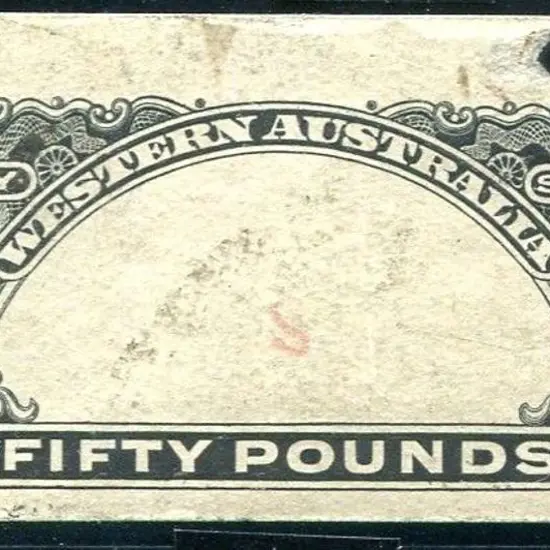 £50 "FIFTY POUNDS" Die proof in black. Small hole ...