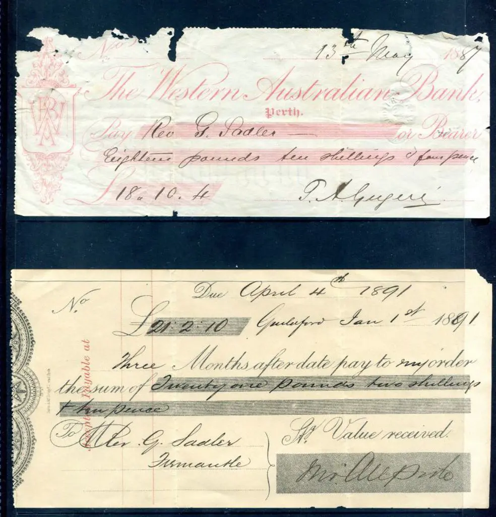 1887 Western Australian bank cheque with the first ... Image 1++