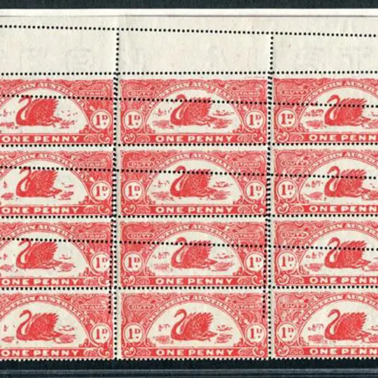 1922/30 1d red Revenue, perf. 14½x13½, block of 20 ...