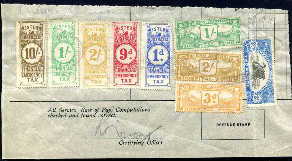 1934 Page from a wages book with 1d, 9d, 1/-, 2/- ... Image 1++