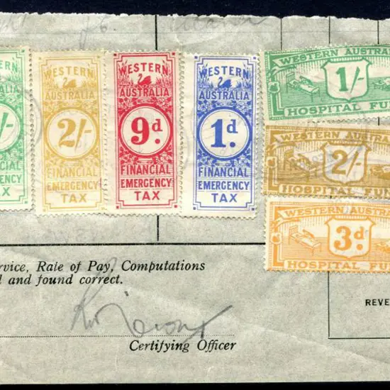 1934 Page from a wages book with 1d, 9d, 1/-, 2/- ...