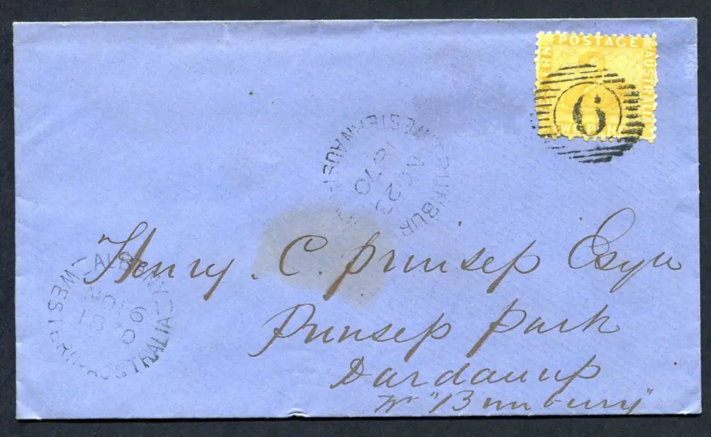 1870 (26th Nov) Proving cover tying 15 bar "6" ... Image 1++